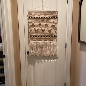 Handwoven Bohemian Cream and Tan Wall Tapestry